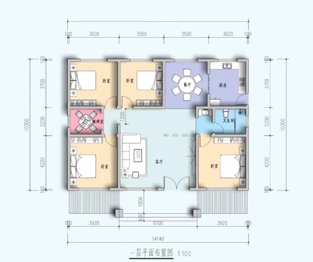一层别墅农村自建房设计户型图#建筑图纸 #别墅设计 #户型图 #图纸设计