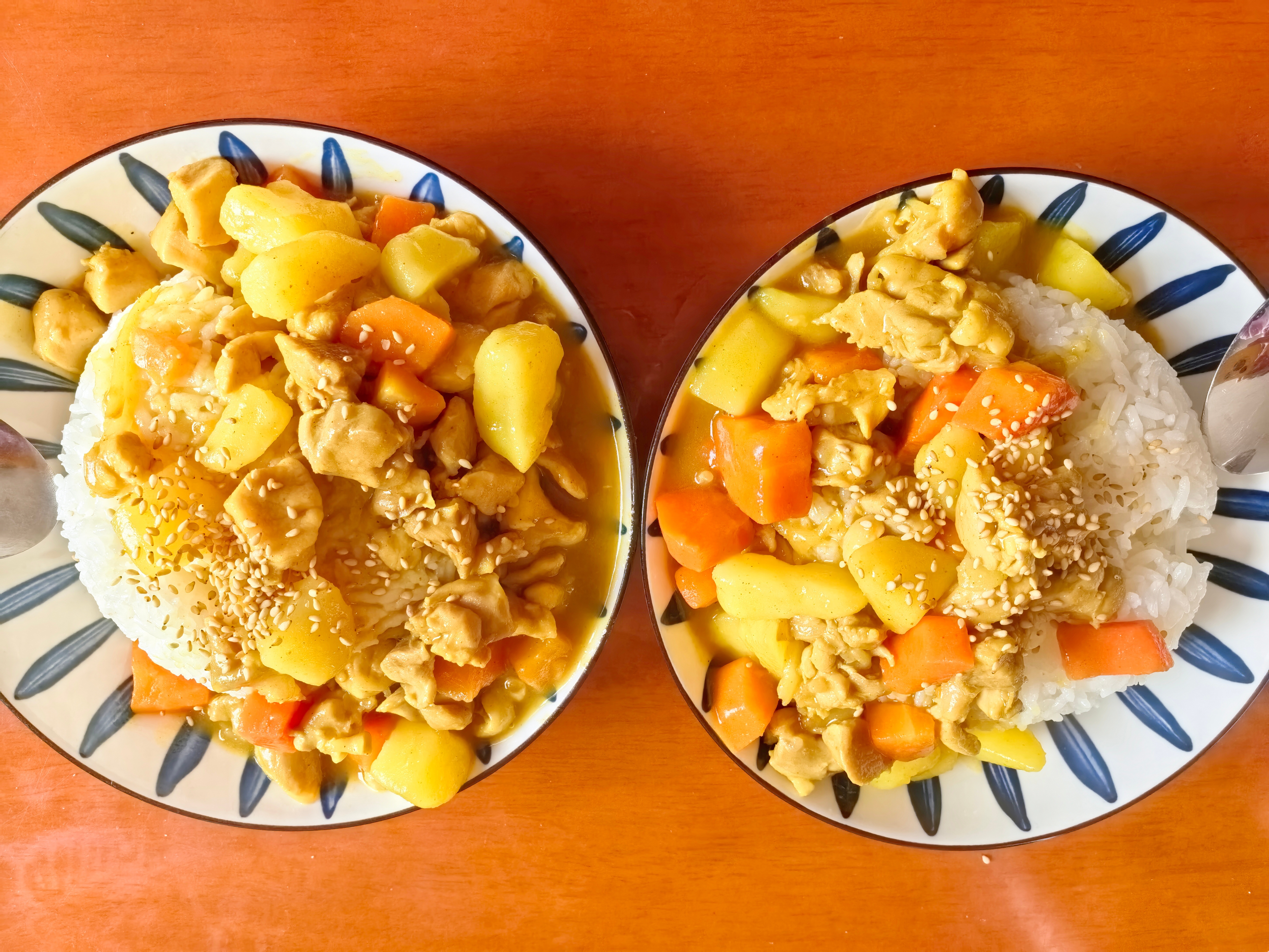 难得的姐姐休息一天啊，亲自下厨给我们做咖喱鸡肉饭吃，光盘行动全部吃光！ 