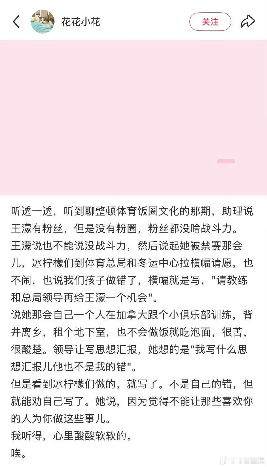 王濛以前的经历好好哭粉丝曾为王濛拉横幅发声  王濛和粉丝的羁绊真的很难不落泪 