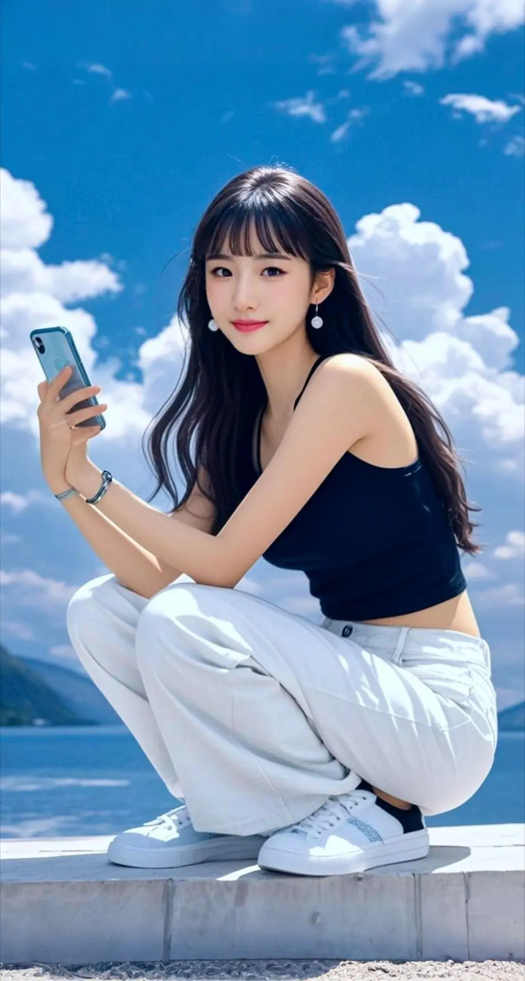 AI扩图 AI蓝天佳人