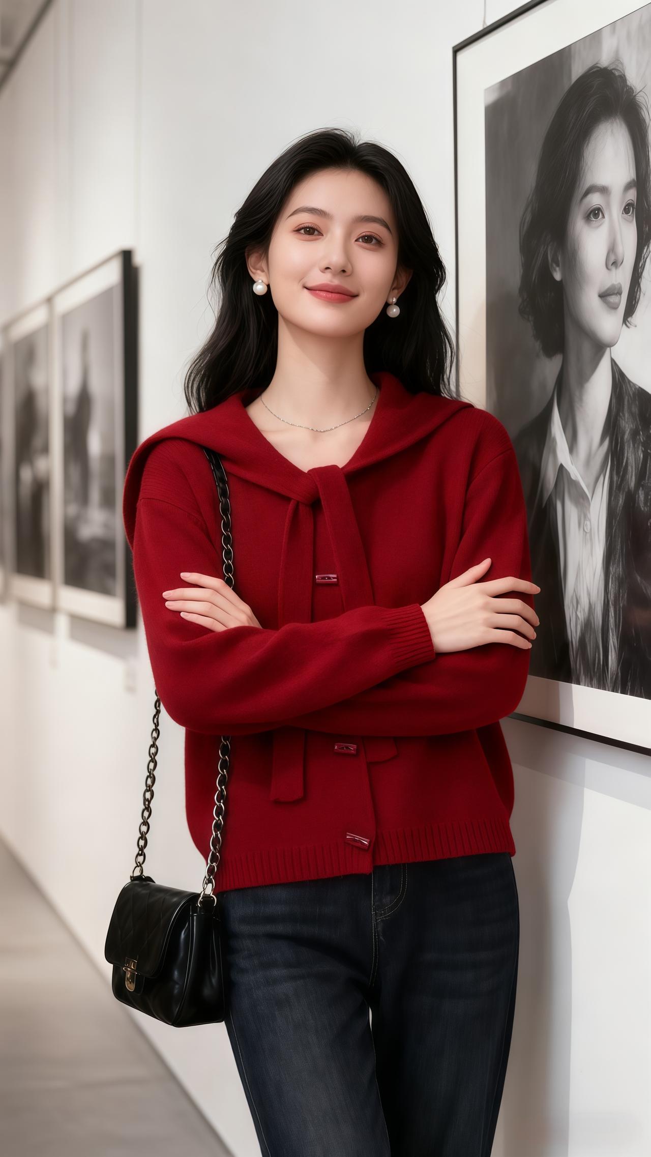 毛衣 红毛衣女款高级 新年穿搭 女装 红色毛衣太好看了