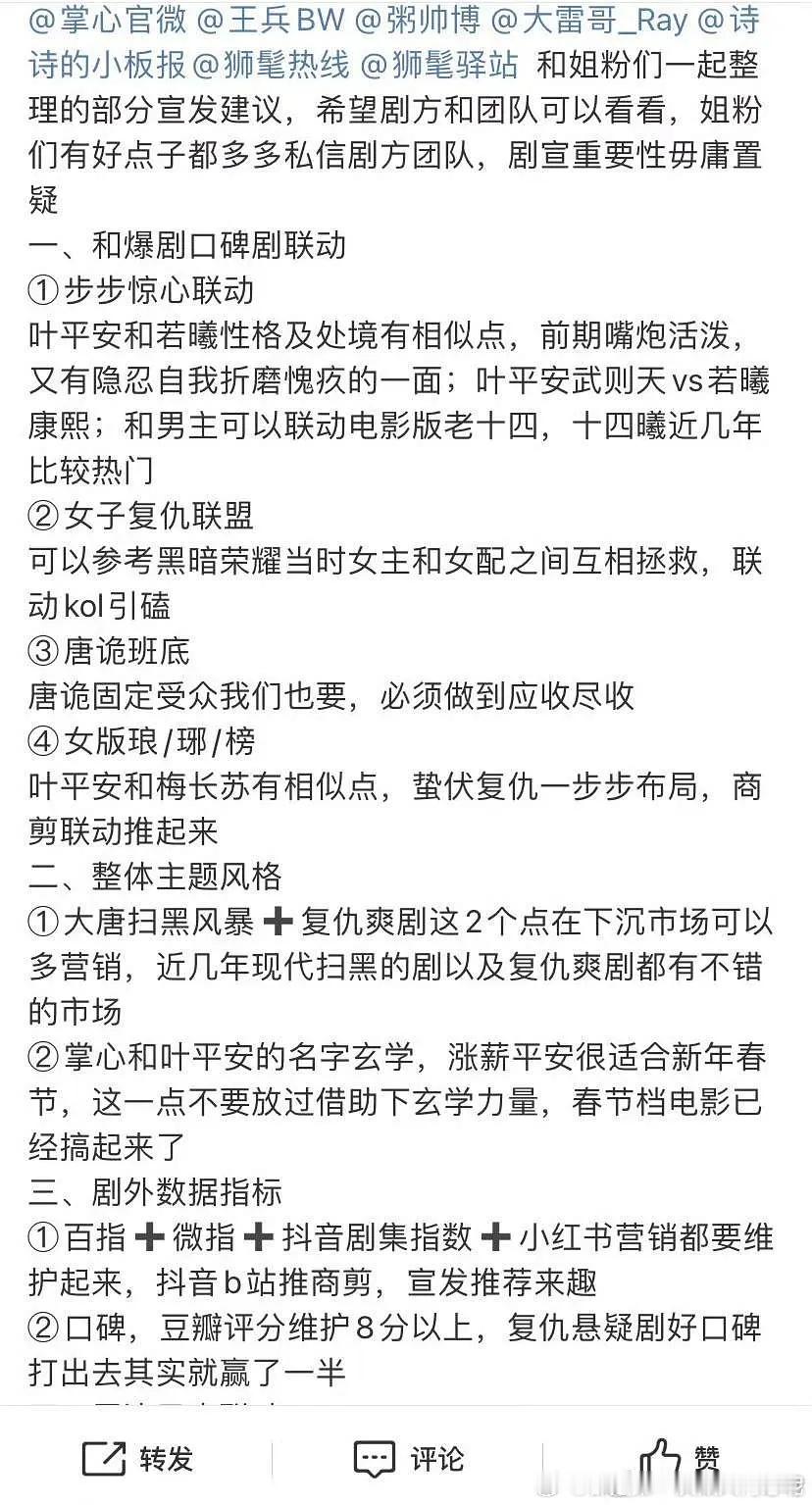 刘诗诗粉丝真的好努力啊 写了一份跟论文一样的《掌心》剧宣建议  粉丝太专业 剧方