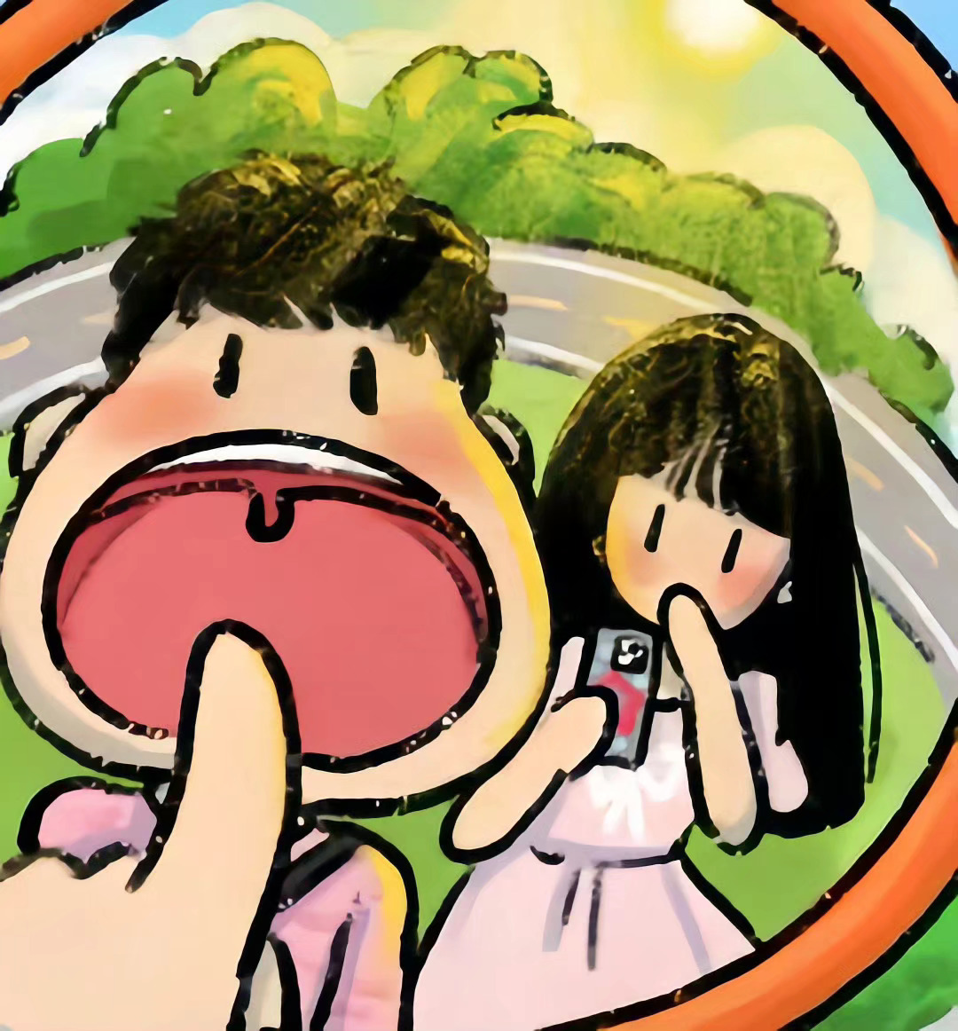 这种风格的情侣头像好爱～ [求关注][打call][抱抱] ​​​