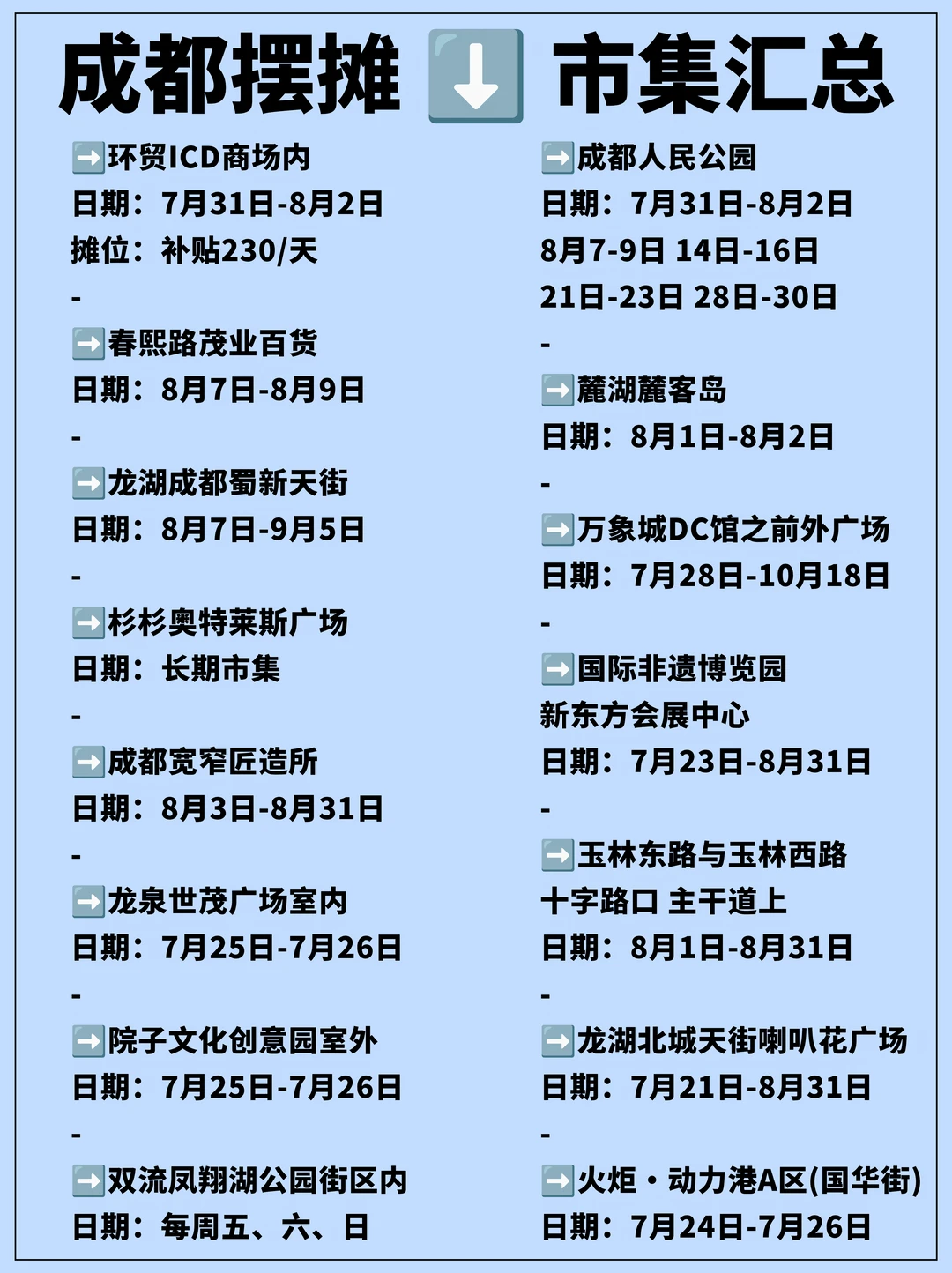成都夏日摆摊🌞15个市集活动汇总❗️