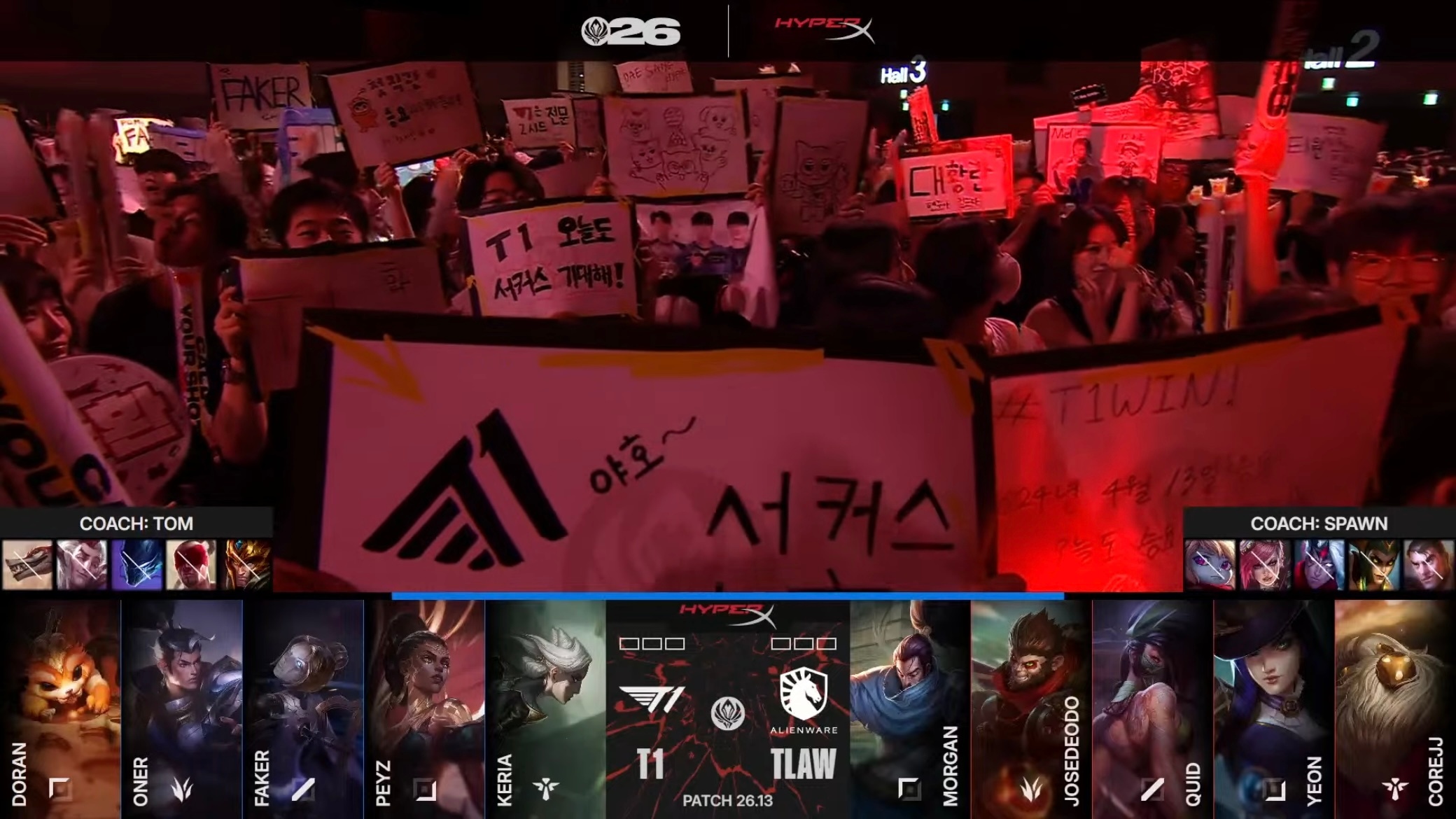 【2026MSI 】 GAME 01 vs TLAW第一局BP如下T1T1LOL