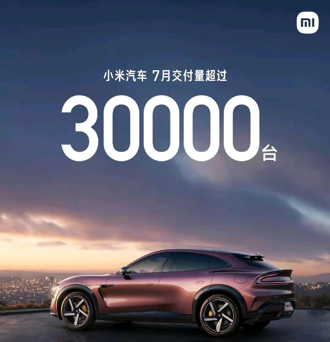 好家伙，小米汽车这成绩太牛啦！7月份直接突破3万大关，交付了30000台！这数据