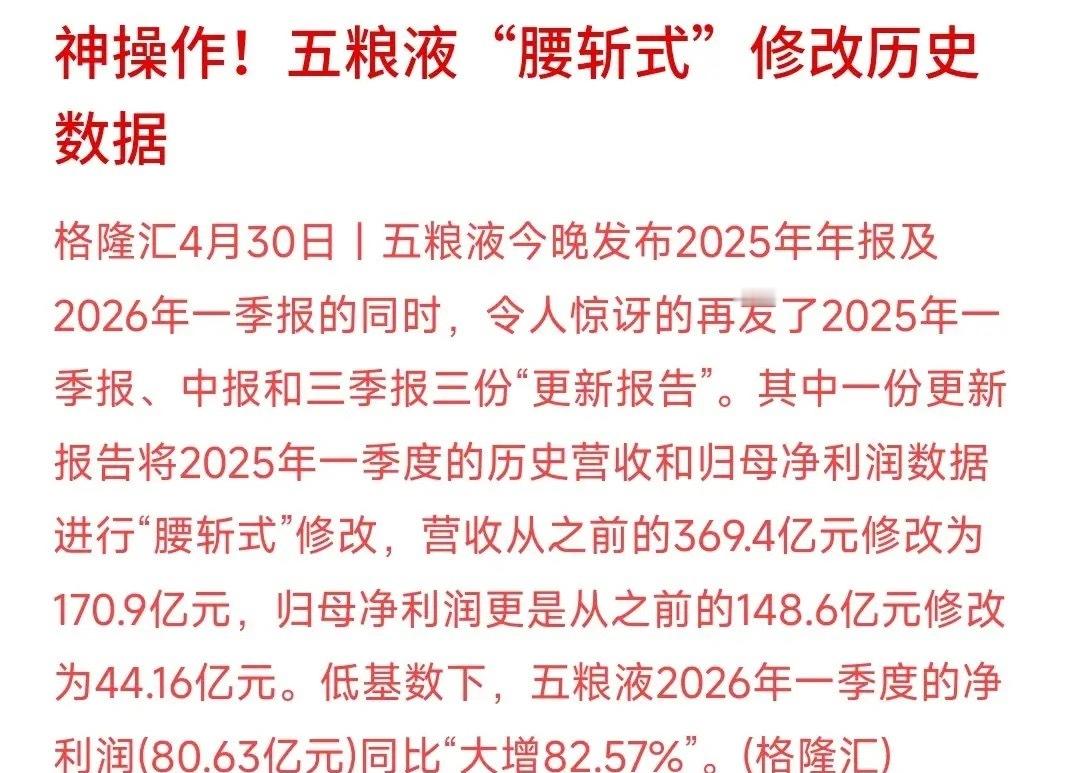 神酒又玩新花样，为了利润竟然修改去年的营收数据周四A股收盘后最最“惊喜”的就是五