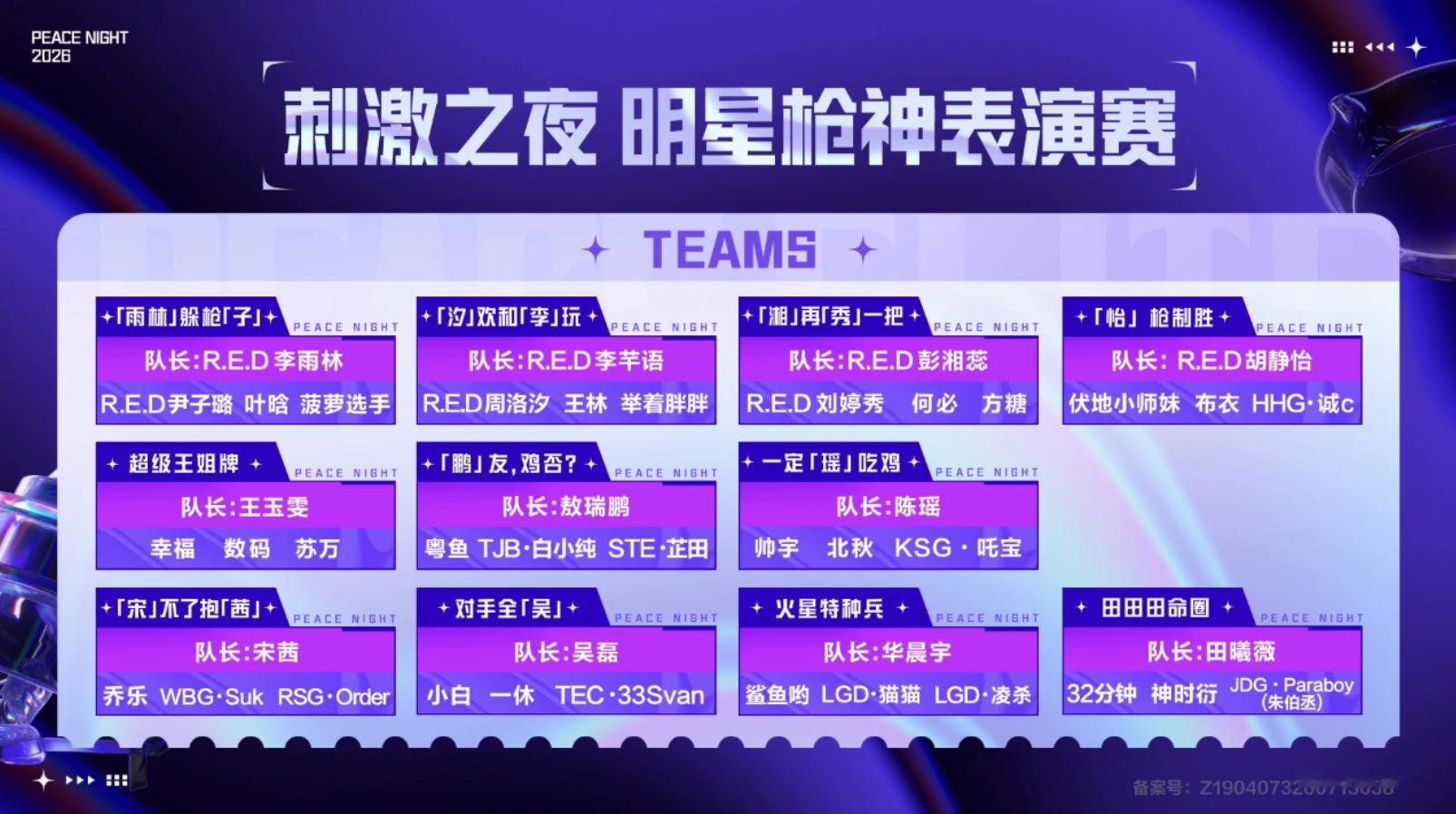 和平精英明星表演赛小队登场刺激之夜明星枪神表演赛 你觉得谁会赢得比赛对局呢？ 