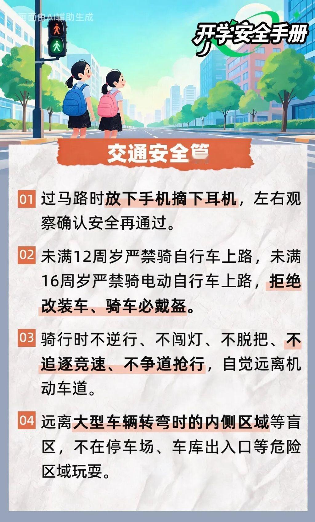 开学第一课:20条安全提示，教会孩子识别隐患、科学自救