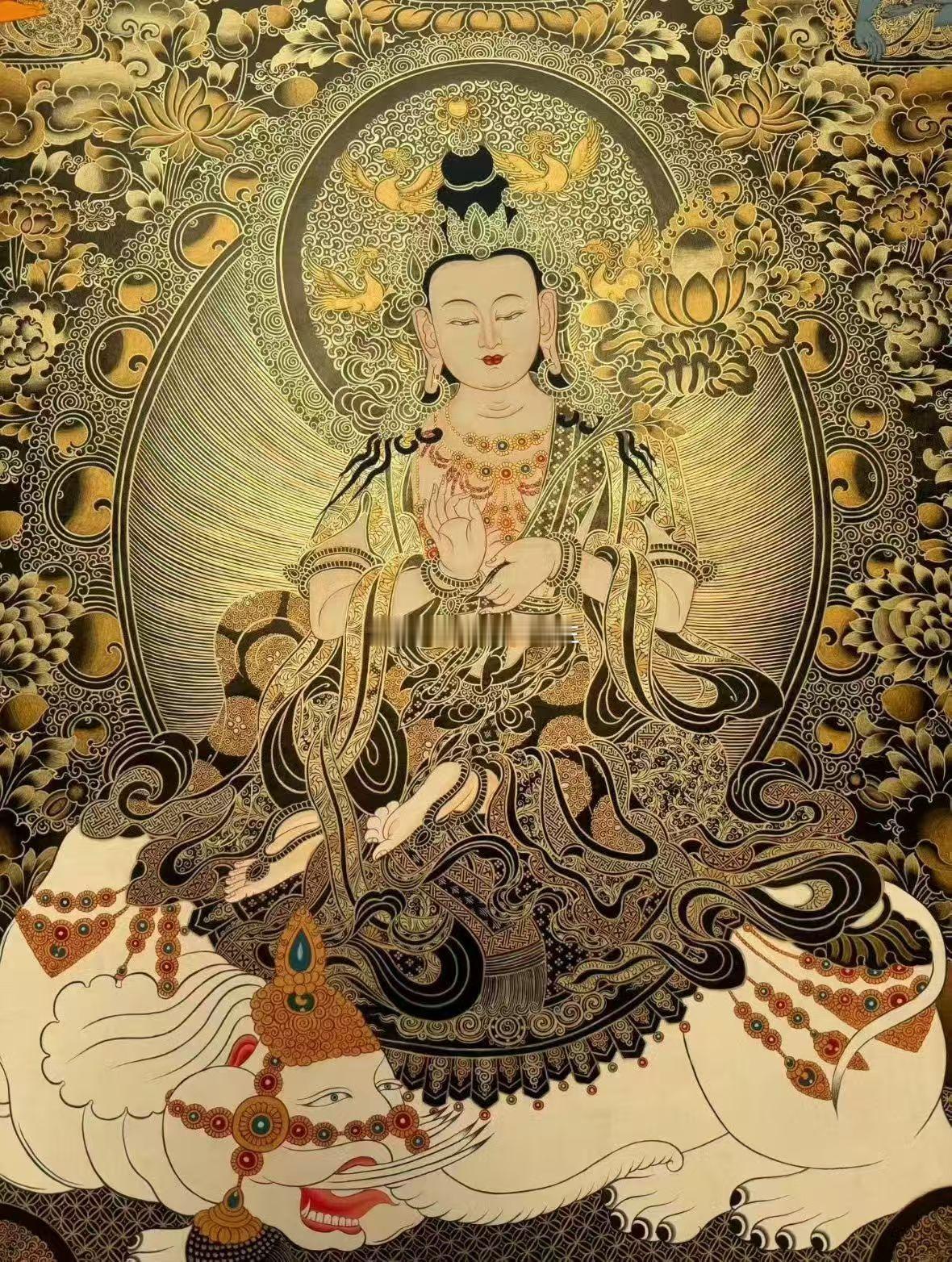 瞻礼普贤菩萨，愿得菩萨护佑。消世间烦忧，祛前路阻滞，所求皆稳步顺遂，身心常安无忧