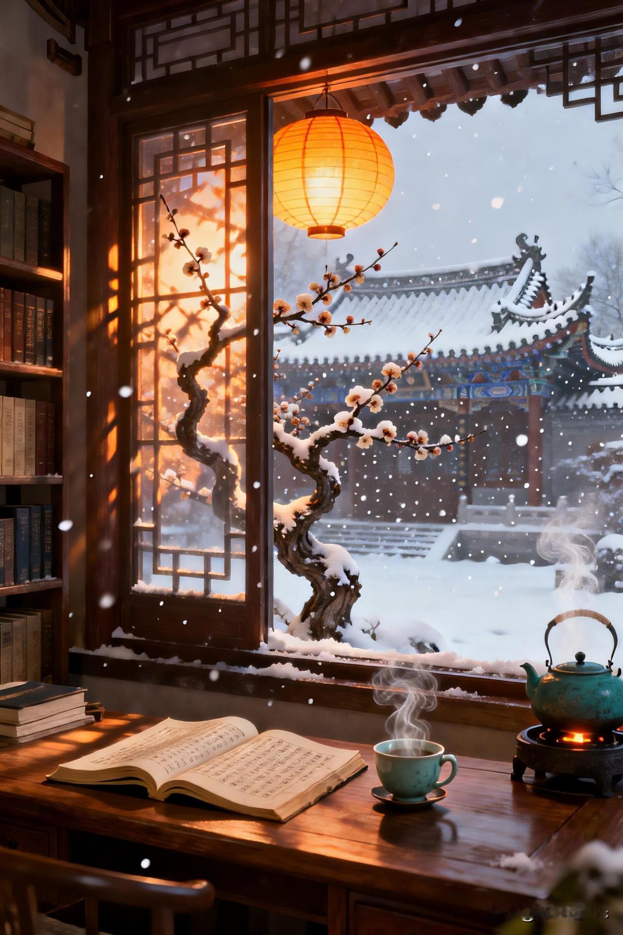 七律.寒梅赋
北风凛冽雪纷飞，
银装素裹天地寒。 
冬梅傲雪花正艳，
案牍茶香赏