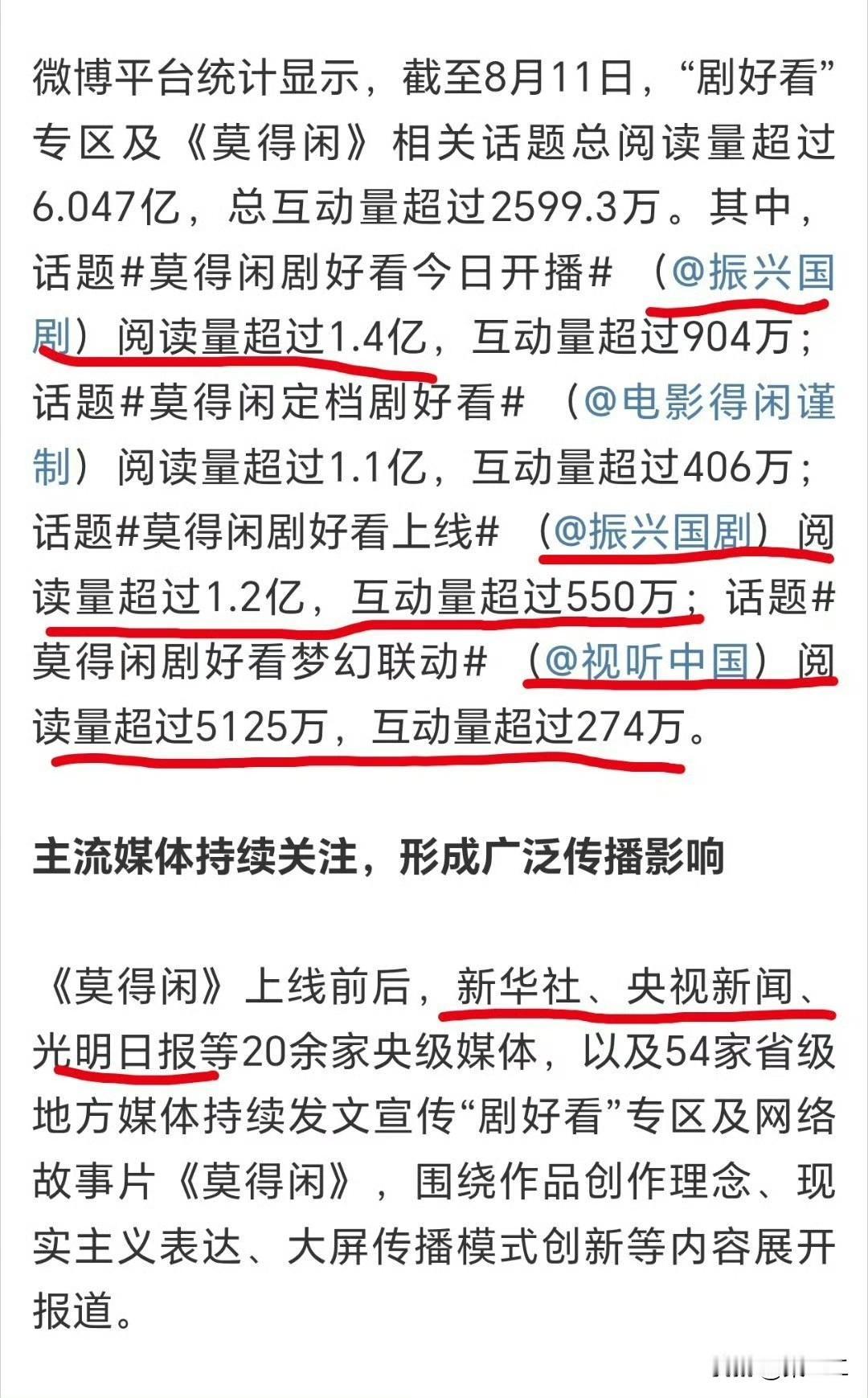 视听中国发的文可以看出来，在作品播出和宣传期间，这些账号也很注重自身的互动和声量