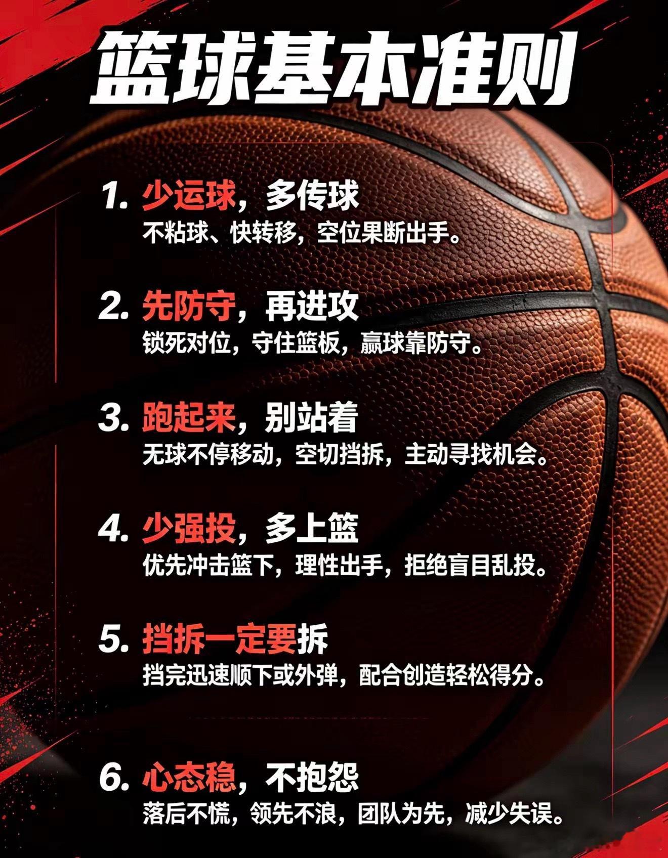 篮球场上的6个基本准则 