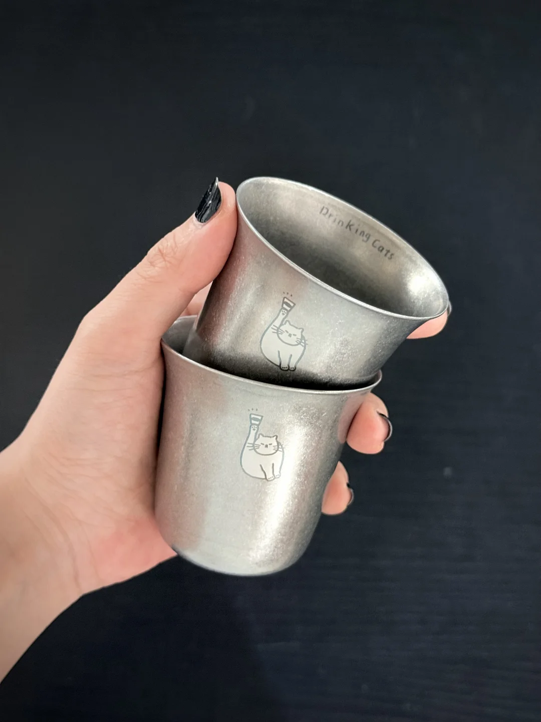 复古做旧小猫不锈钢小酒杯🥃