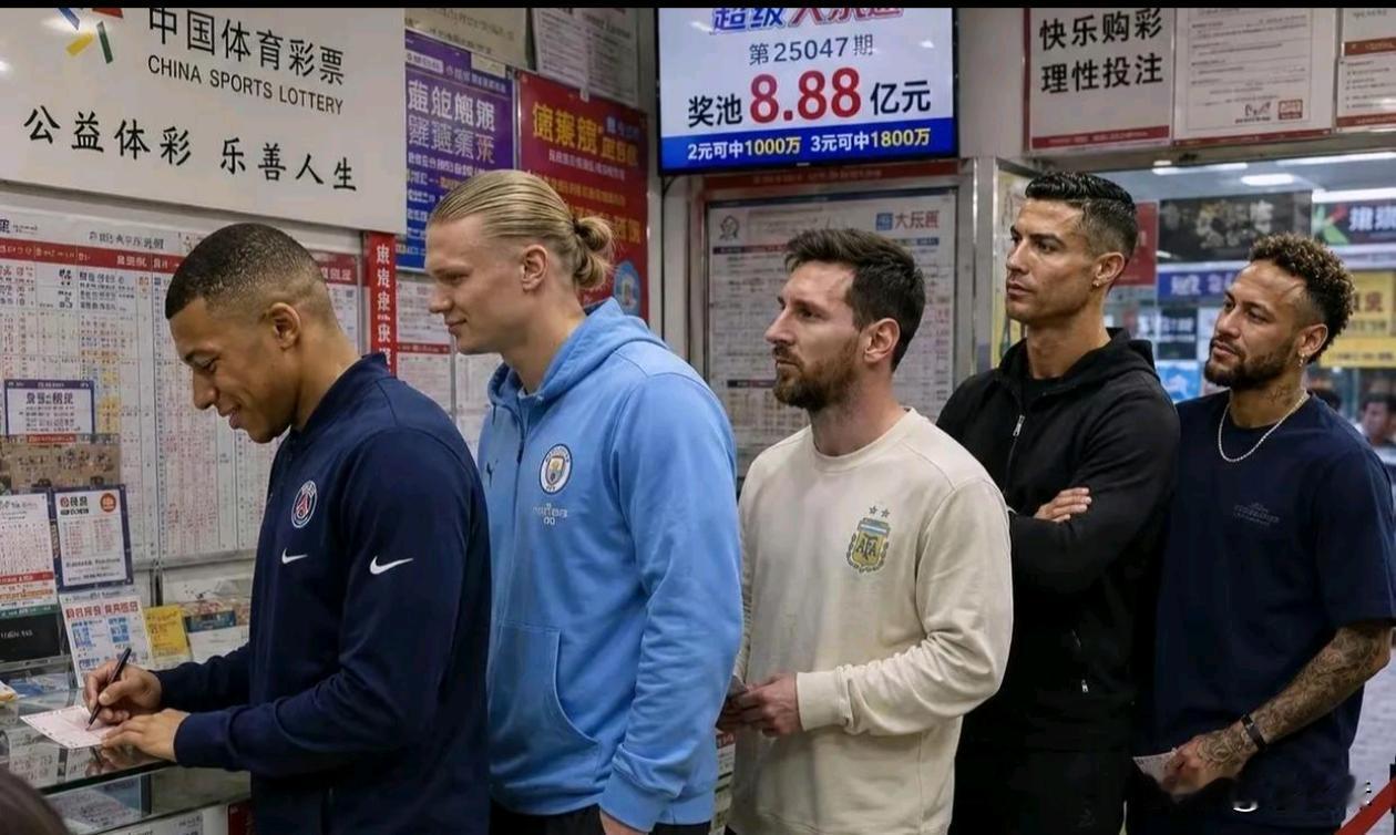 这几个小伙一看就是第一次买球，东张西望的
