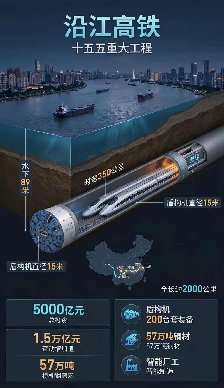 羡慕啊！不说老外羡慕，东北人也羡慕这样庞大工程！
“89米深、14公里隧道、沿江