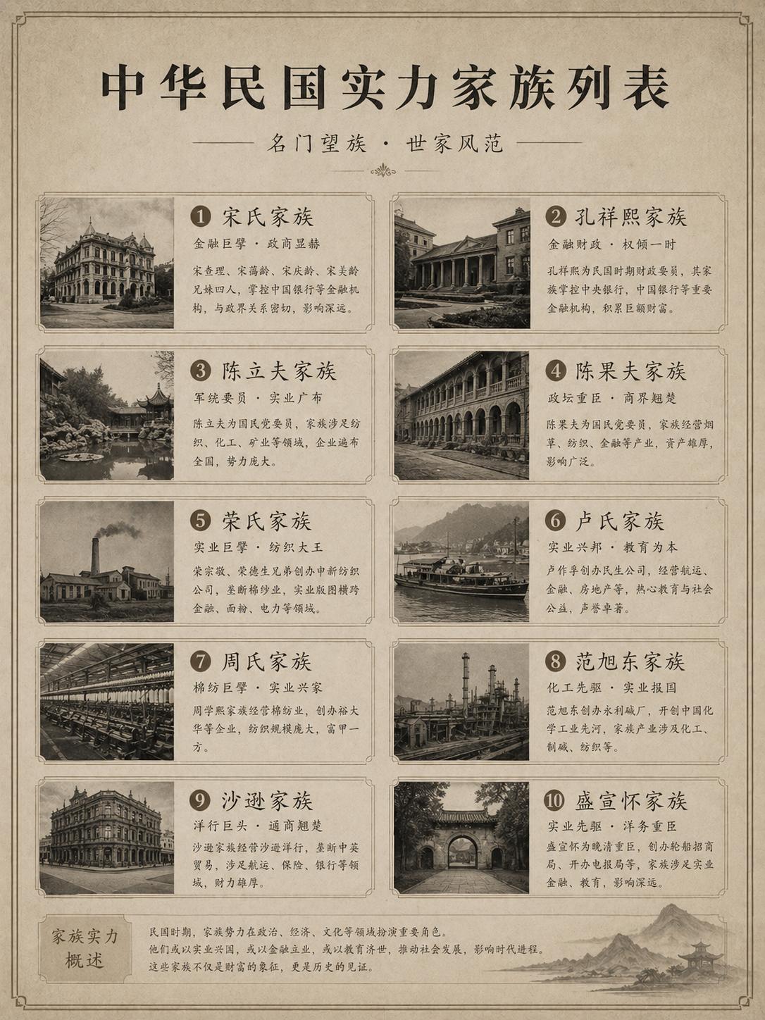 风云民国十大家族，半部近代兴衰史~
 
民国三十八年乱世之中，门阀世家纵横政商、
