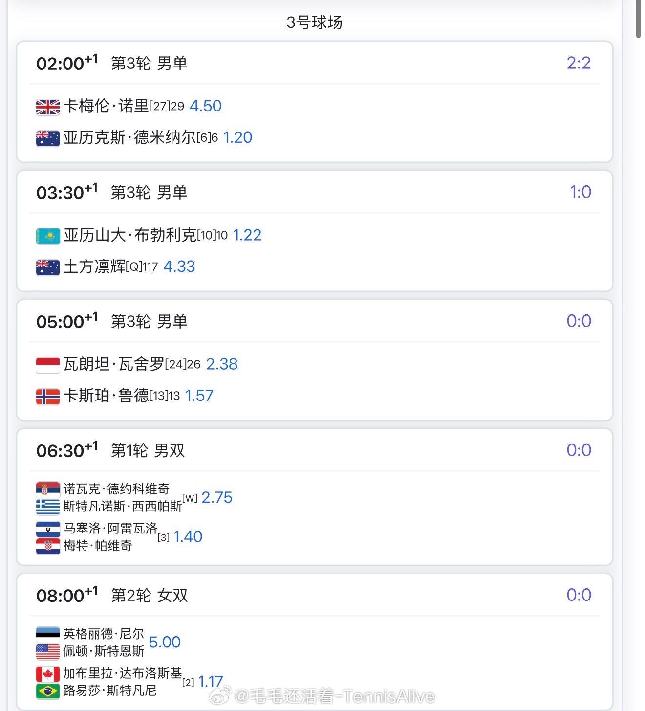 【3.9日比赛赛程+直播赛程】不直播 