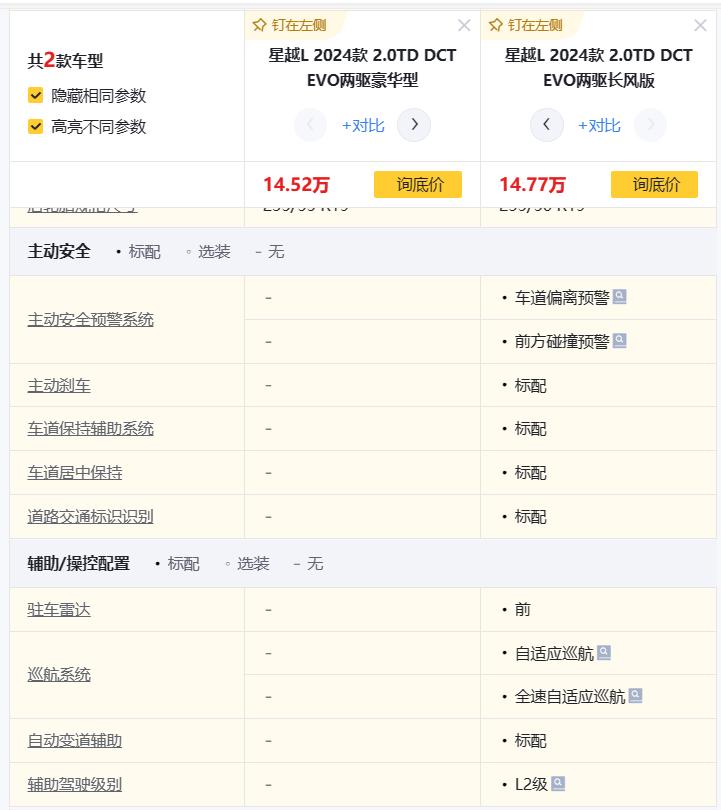 【新车】日前，吉利星越L推出一款长风版车型，指导价为14.77万元。新车在豪华型
