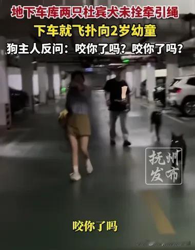 当事狗是一声没叫啊，她却在嘤嘤狂吠！
近日，江苏丹阳一对夫妇在地下车库遛自家的杜