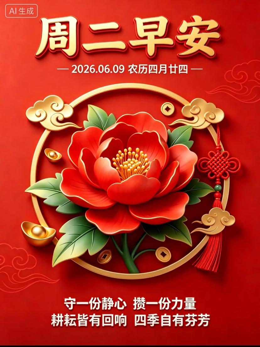 🌺2026./6.9.时光向嗳.喜乐常伴🌺

🌿🌅周二晴空万里，夏风轻拂