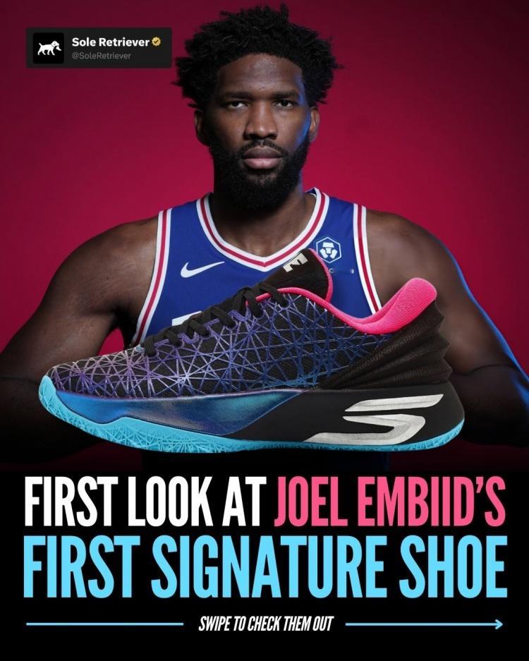 大帝的这颜值打几分？斯凯奇有发布相关预热视频，将会在下月发布恩比德个人签名鞋。球