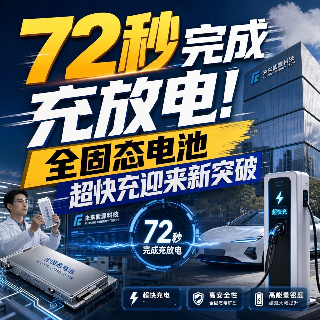 充电只要72秒，比很多人下楼取个快递还快。
这不是概念PPT，而是实验室里跑出来