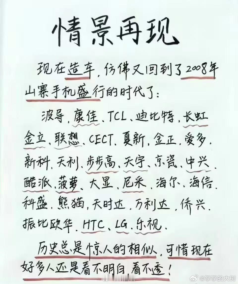 情景再现现在造车,仿佛又回到了2008年山寨手机盛行的时代了:波导,康佳、TCL