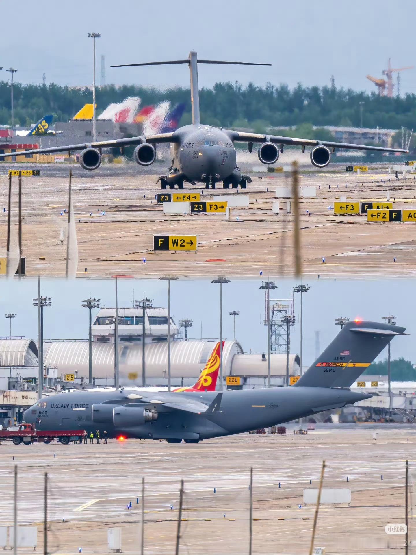 第二架美军-17A降落北京机场  看来川普本月真的是要来了 图源见水印烽火问鼎计