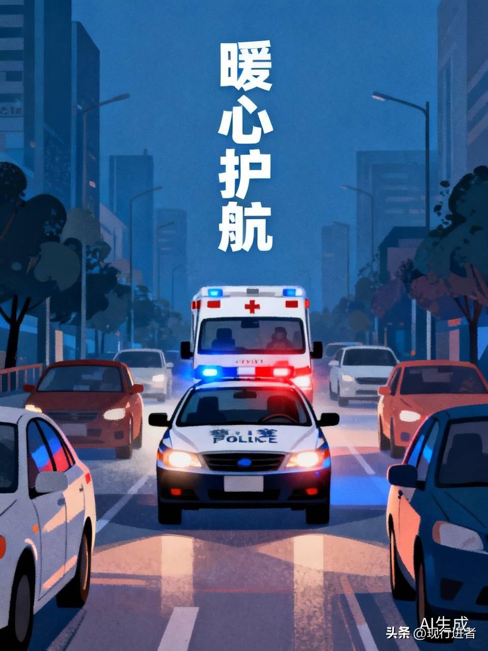 昨天看到沈阳街头的一幕太暖心了。一辆警车后面跟着救护车，很明显警察在前面开路，是