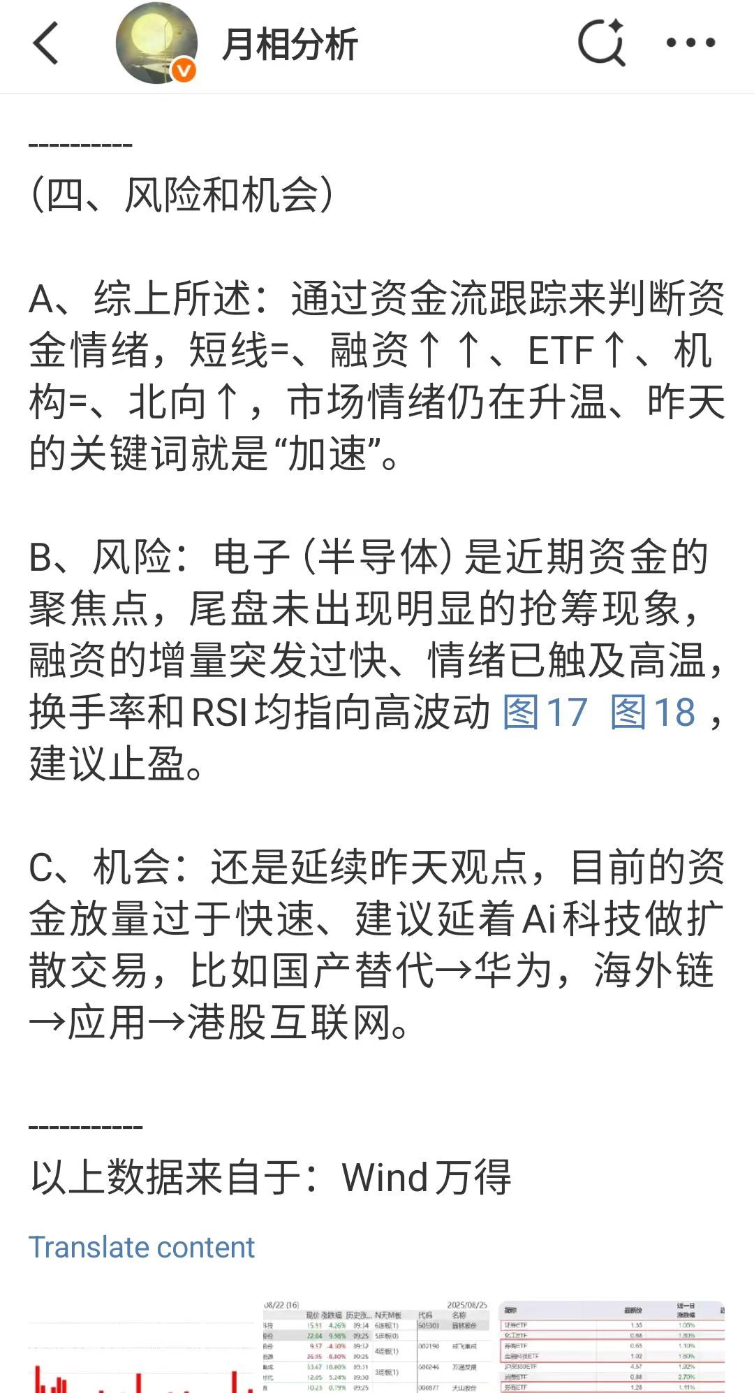 盘前发的v+早报，建议做扩散→华为/软件，对放量回调买入要谨慎。 ​​​​（数据