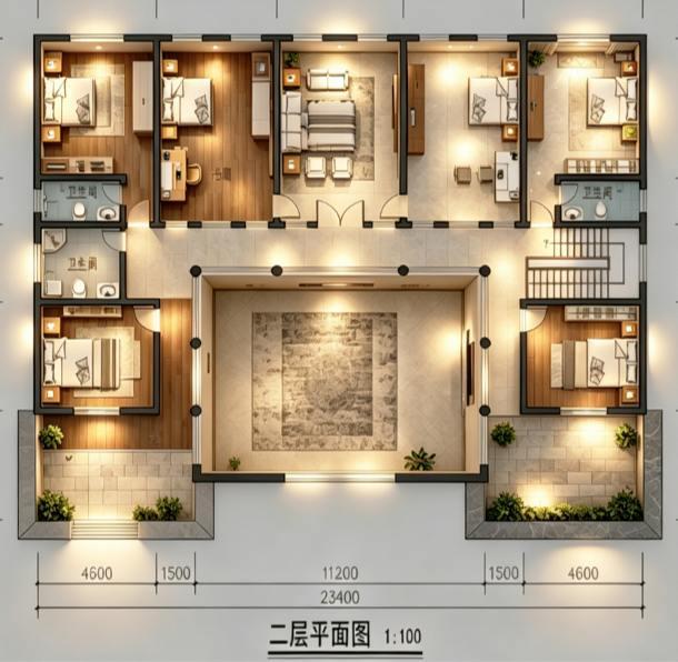 很多客户要两层的三合院图纸，这不有了吗？别墅设计 农村自建房 农村自建别墅 别墅