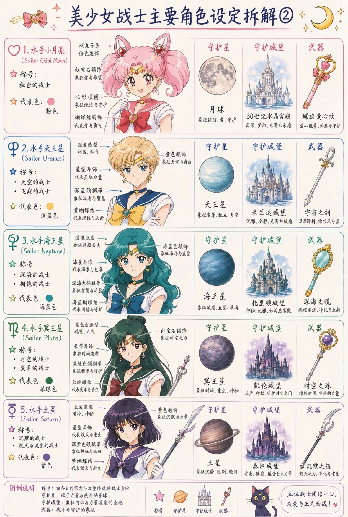 唤醒童年！美少女战士全员角色设定🌙✨“代表月亮消灭你！”这句台词一响，谁的童年