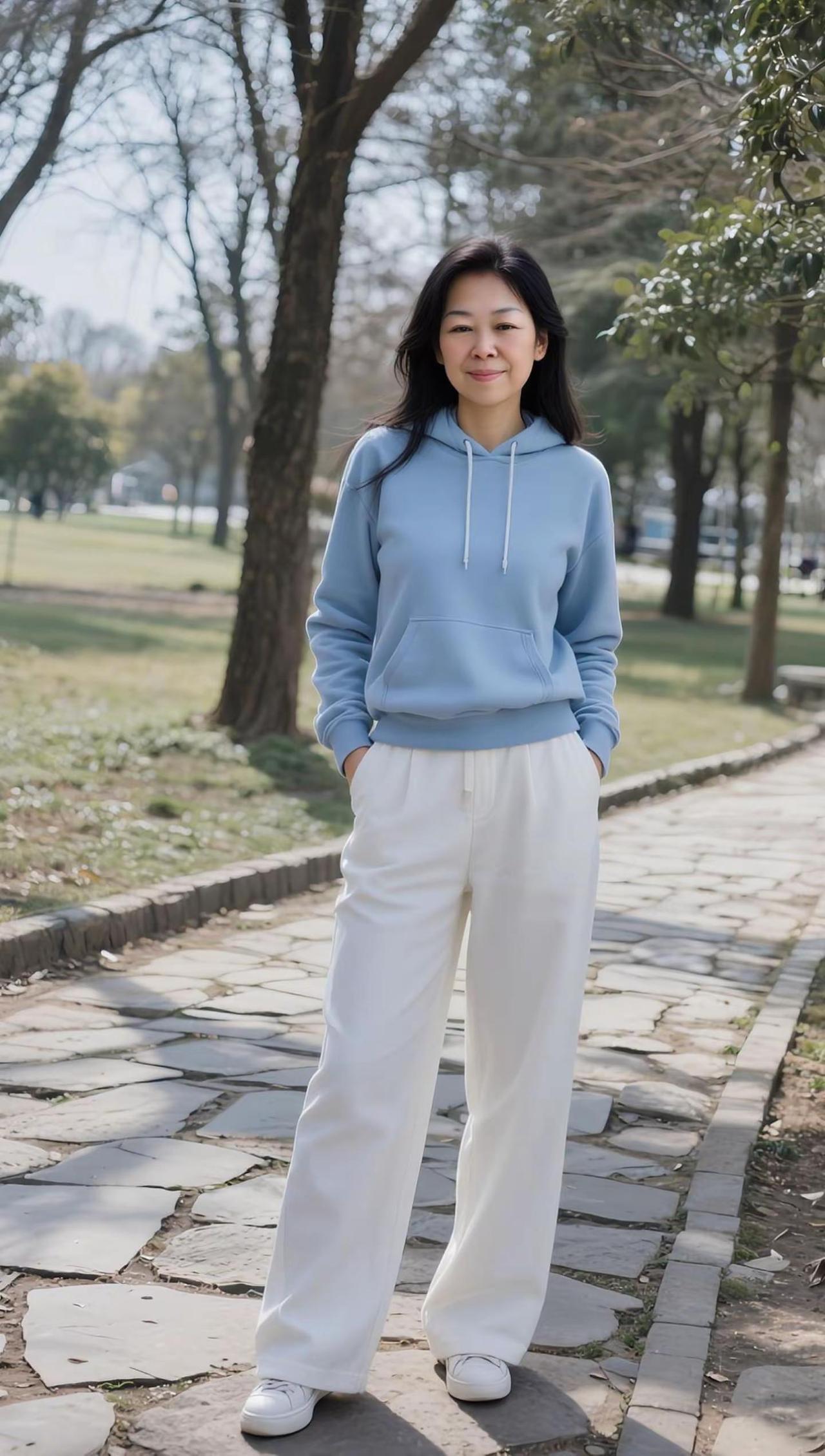 AI浅蓝系生活照 随变ai随便玩 穿出随性自然活力感