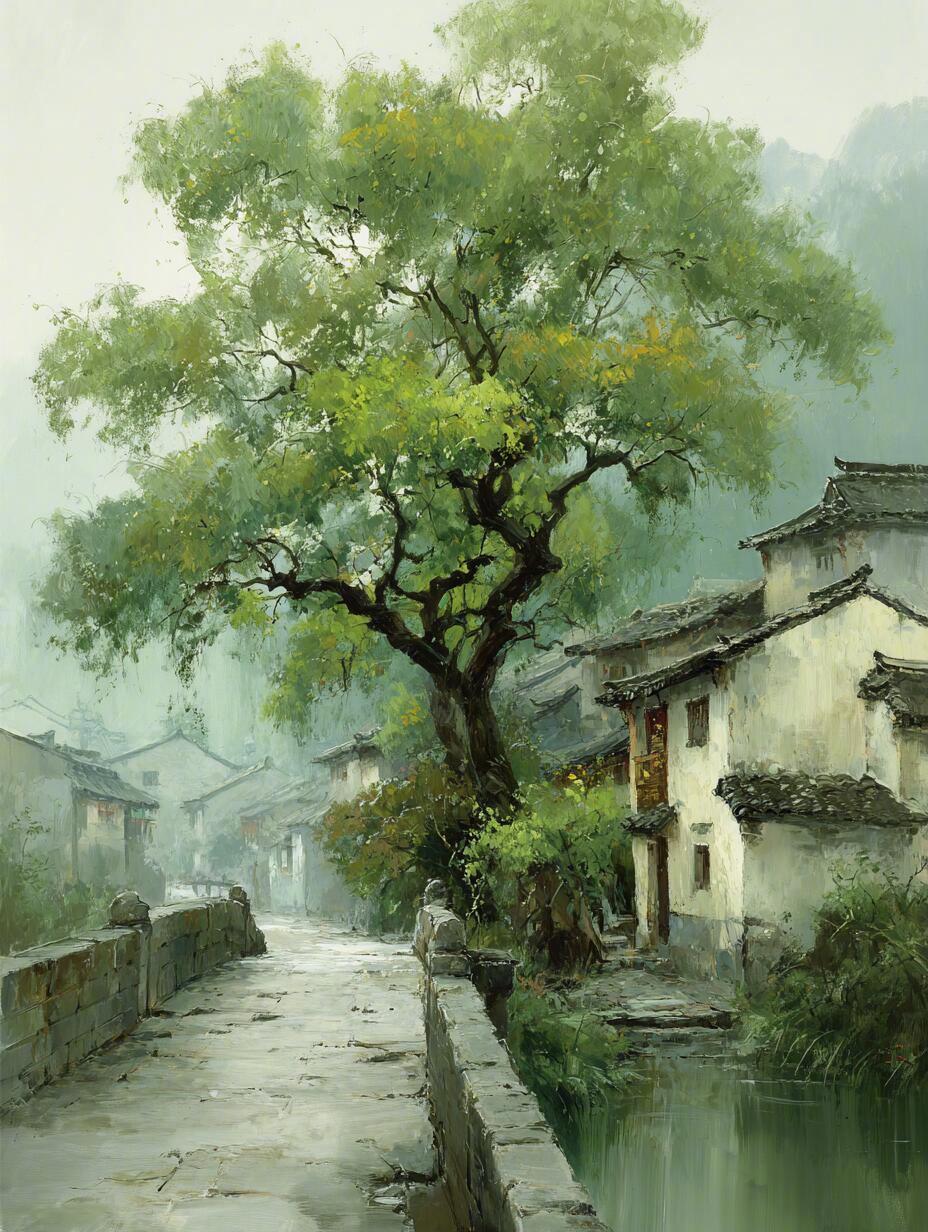 久雨生青石，青石覆古巷。 