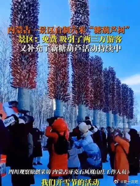 内蒙古现5米长牛肉串3米高糖葫芦树！5米长牛肉串3米高糖葫芦树惊现内蒙古 1月1