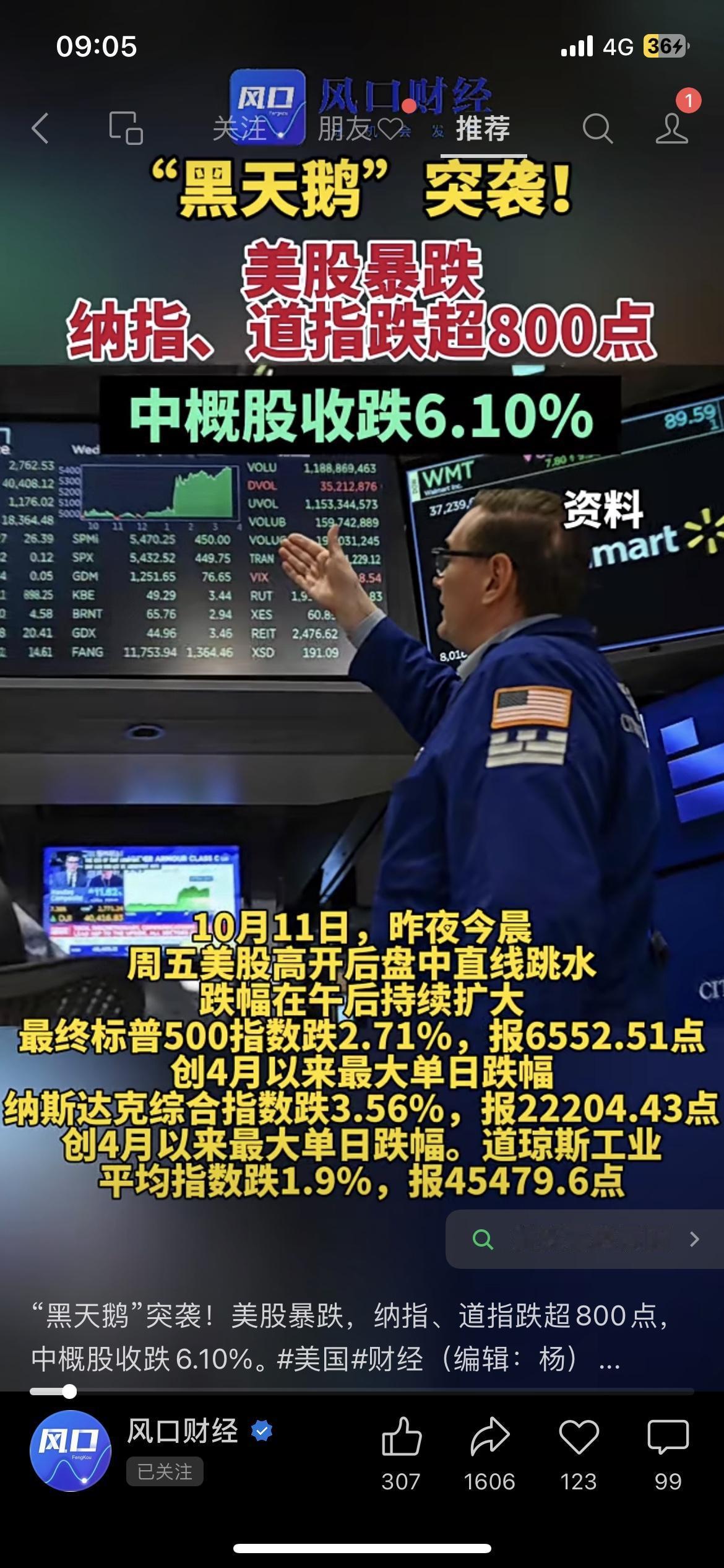 家人们，一觉醒来美股直接炸锅了！纳指暴跌3.56%（跌超800点），中概股更是集