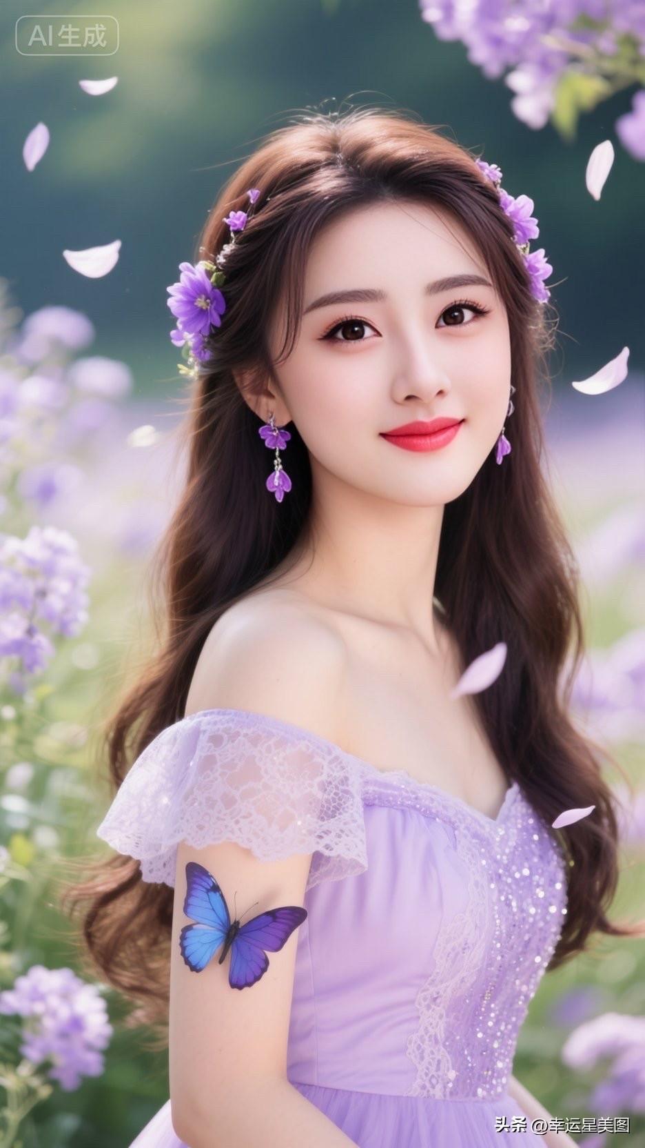 一位仙女在花海中微笑。