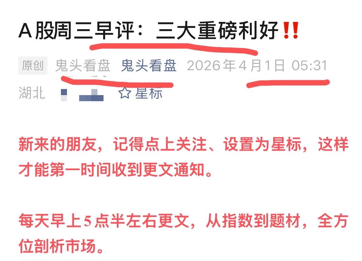 周三即将开盘，今天将高举高打？所有人都该期待4月的开门红！做好准备吧！

每天早