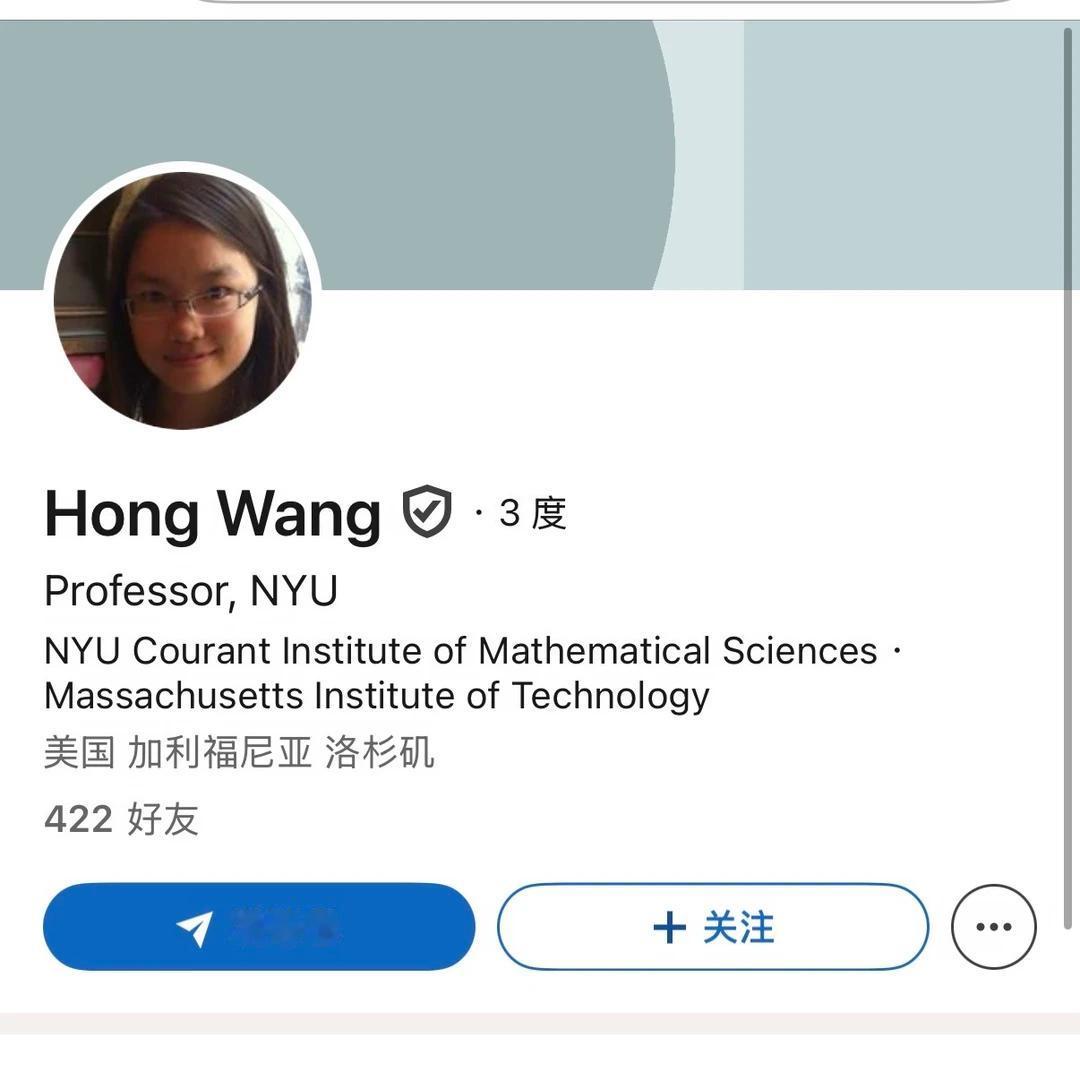 浏览王虹教授 LinkedIn 主页，风格十分朴素
 无繁杂头衔加持，少有标签，