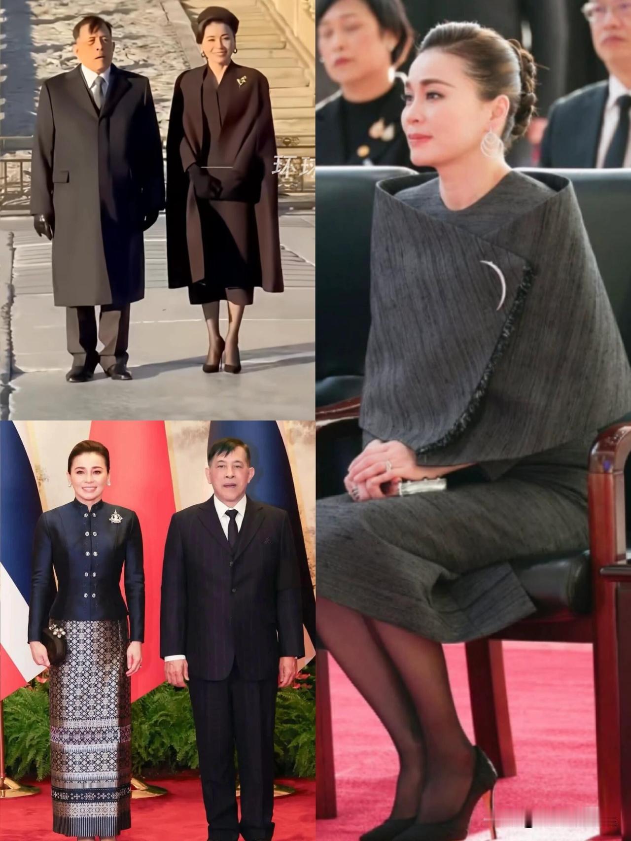 泰国王后苏提达此次访华的穿搭
堪称外交时装的典范
她以15套深色造型
完美诠释了