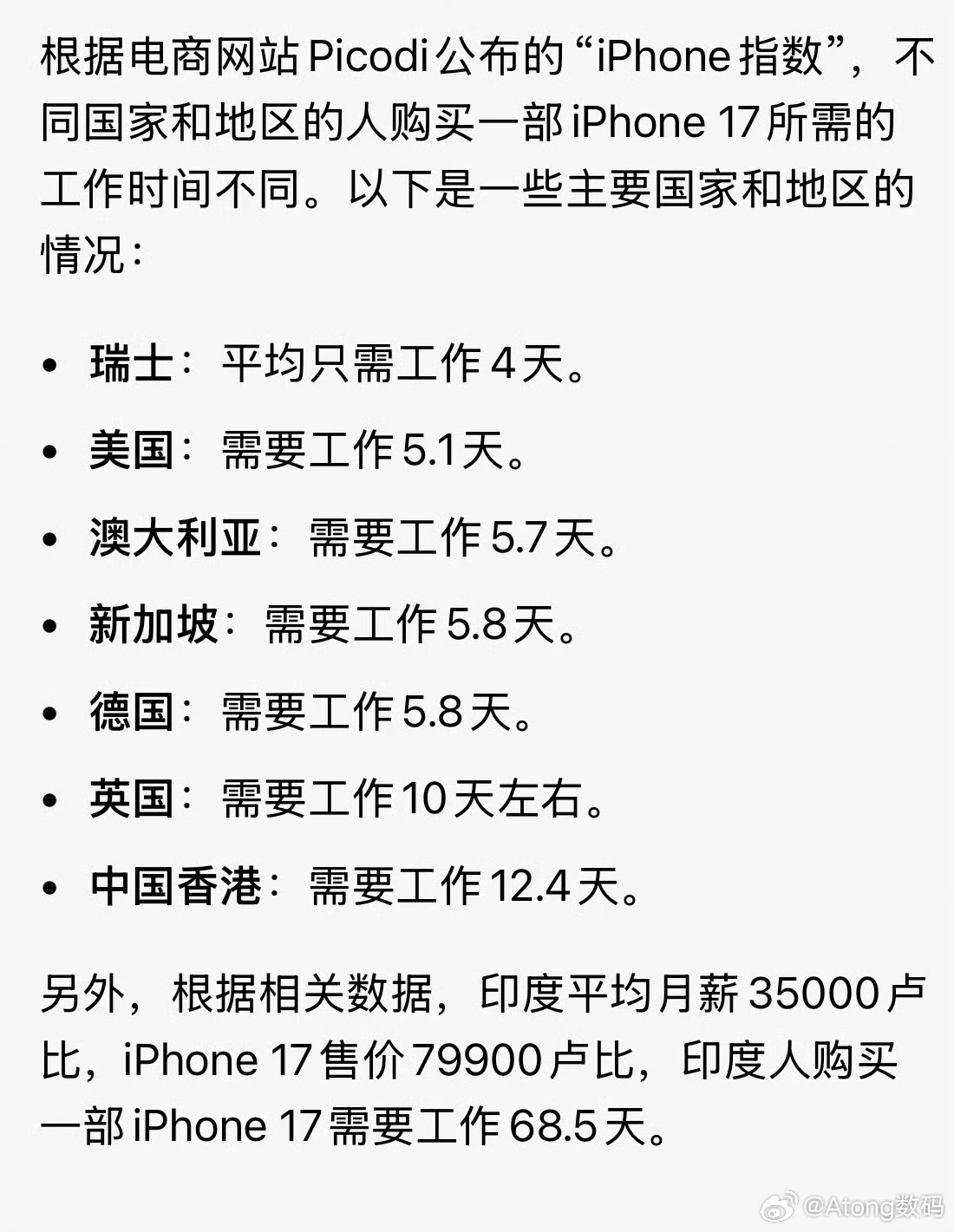 购买一部iPhone17你要工作多久国内怕不是大部分年轻人都得工作一个月左右才能