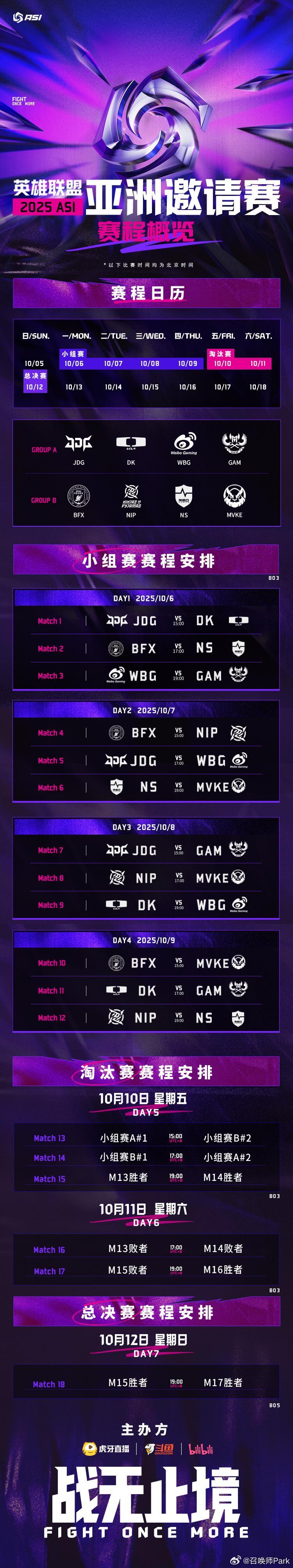 ASI抽签结果出来了兄弟们，JDG、DK、WBG、GAM一组，NIP、NS、MV