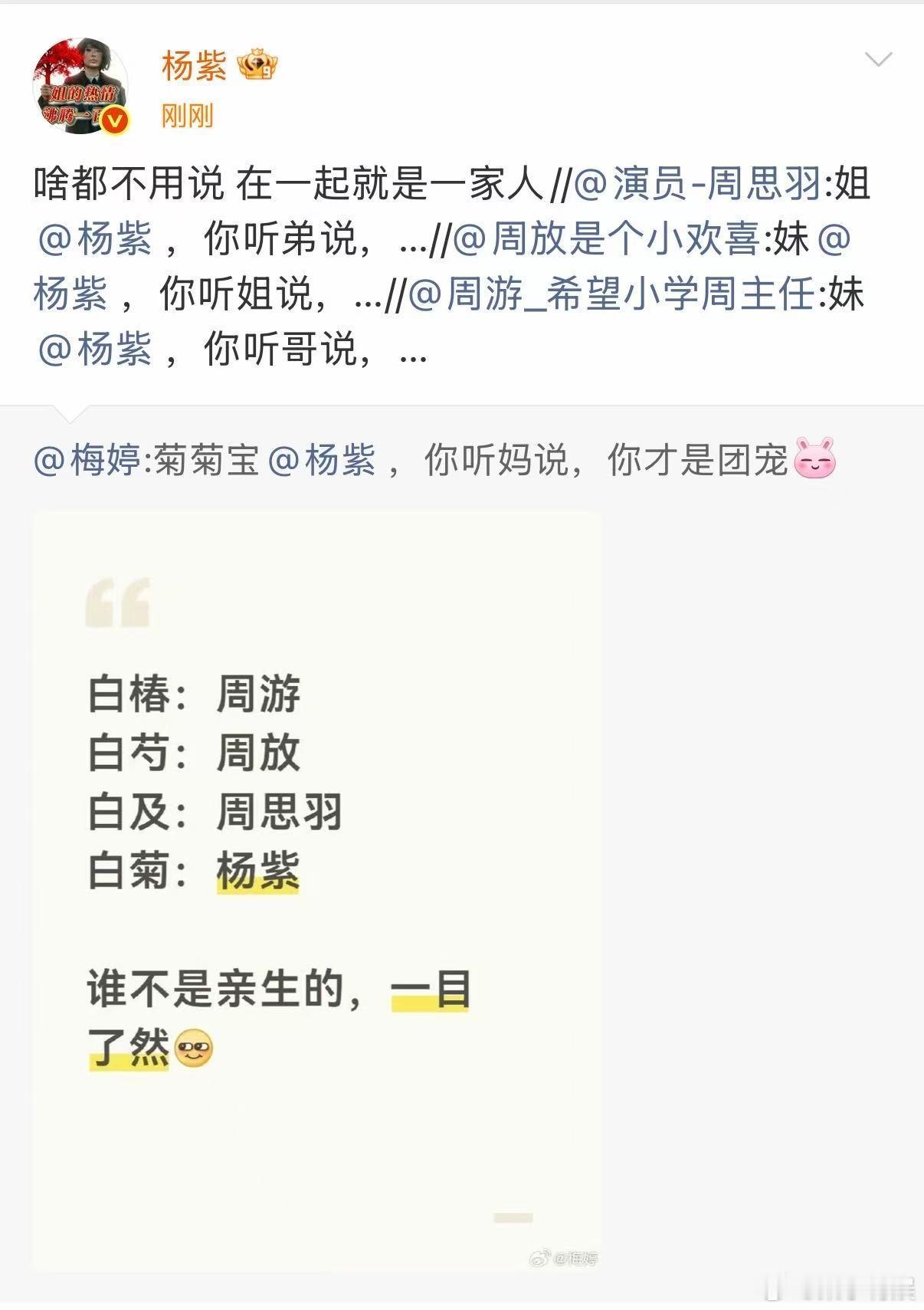 好多人艾特杨紫杨紫生命树一家人杨紫生命树一家人，真好，