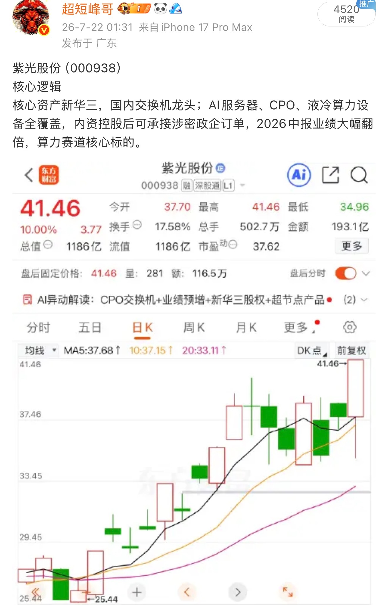 紫光股份、星网锐捷、长电科技都具备清晰产业逻辑与市场辨识度。行情反弹阶段，市场优