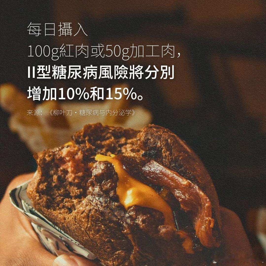 一项涵盖近200万人的大型研究指出，红肉、加工肉类与第II型糖尿病风险明显相关。