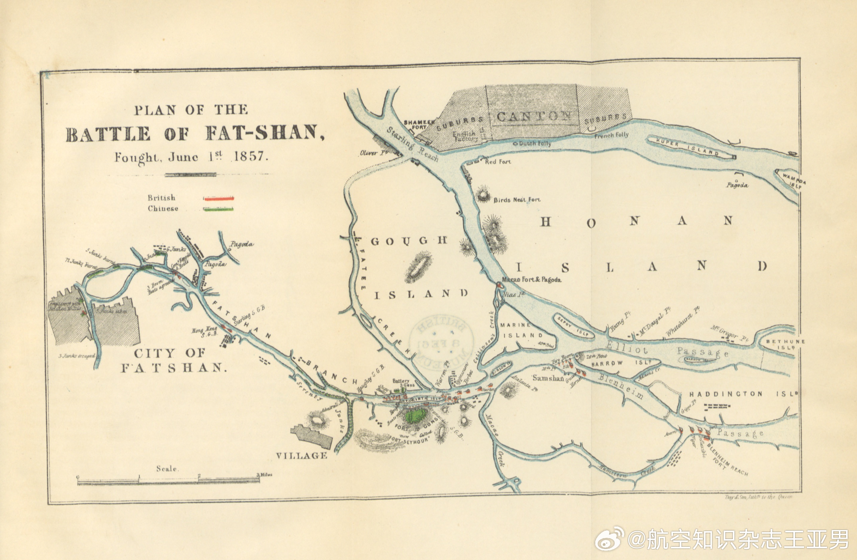 英国人绘制的1857佛山水道之战要找侵略借口，在列强霸权横行时代，随时都有。18