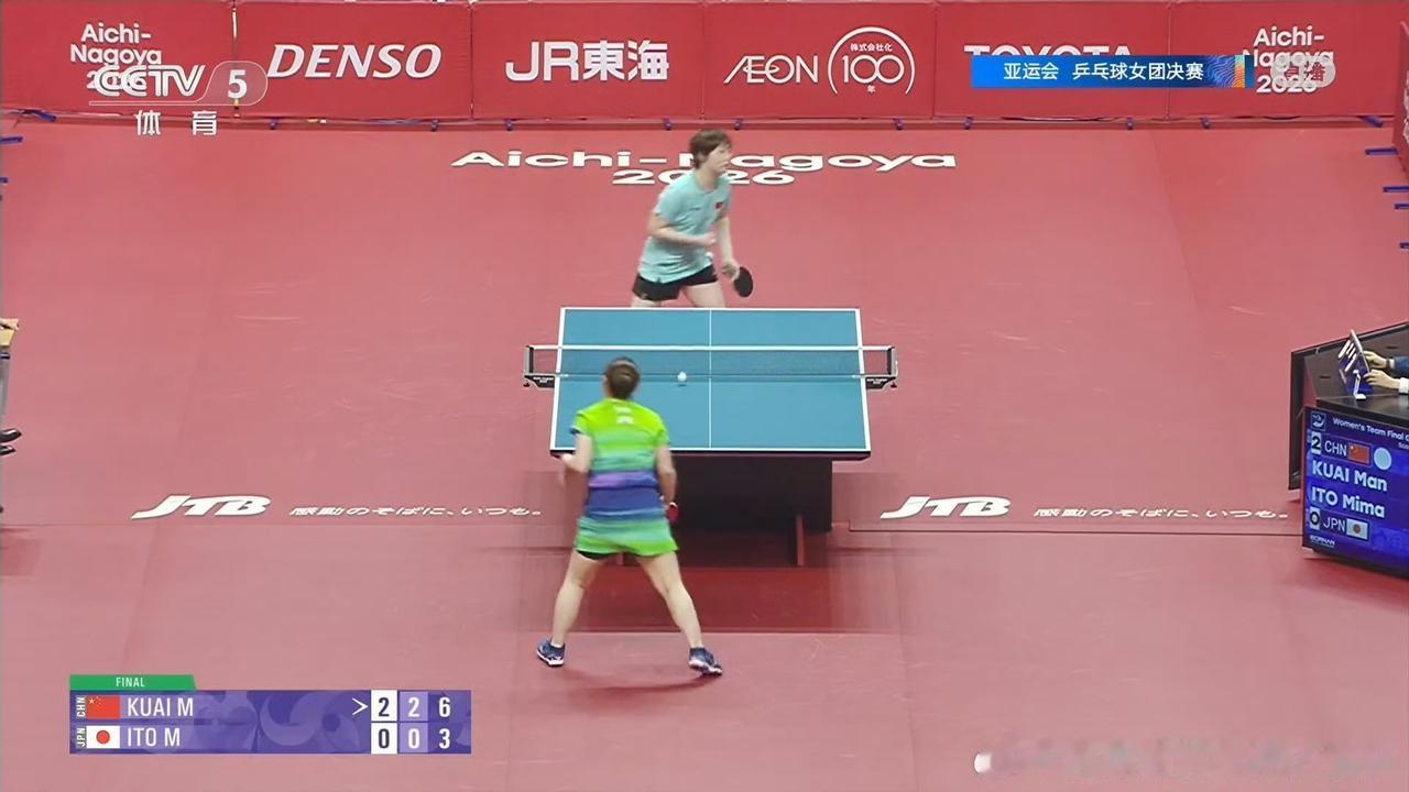 9月24日亚运会中国队三比零日本队 ，女团实现六连冠。国乒女队三位运动员一人一分