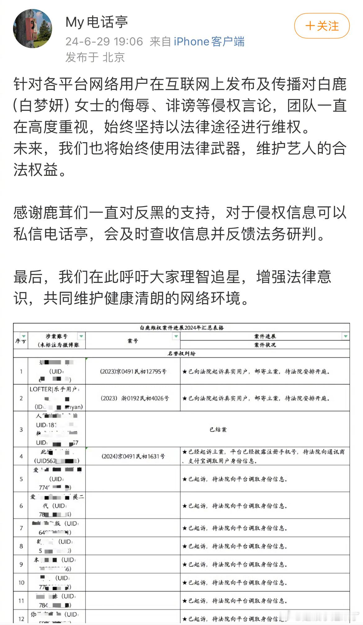 #白鹿对接发声明#范丞丞工作室发布维权声明后，白鹿对接号紧接着也发了告黑声明#白