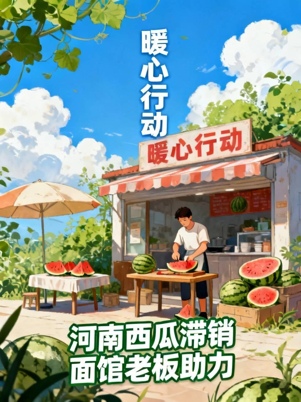 面馆老板自掏腰包采购河南滞销西瓜，这事儿太暖心了！河南西瓜滞销，愁坏了瓜农，而这